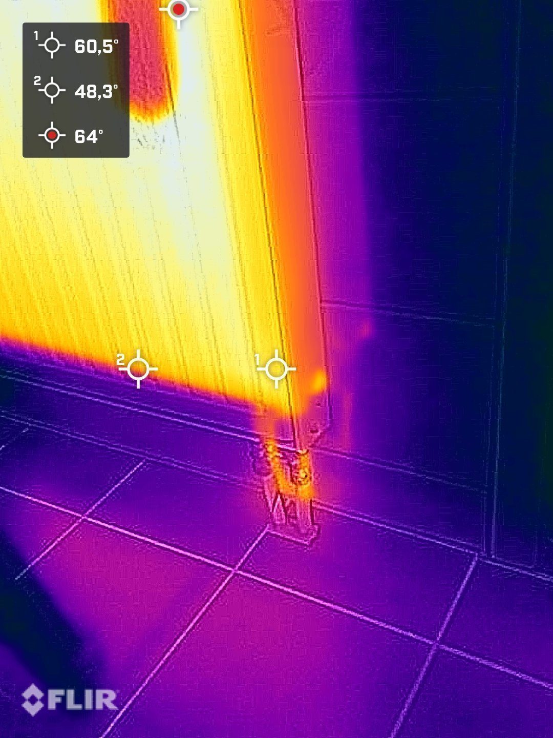 Thermische meting van een radiator tijdens hydronisch inregelen